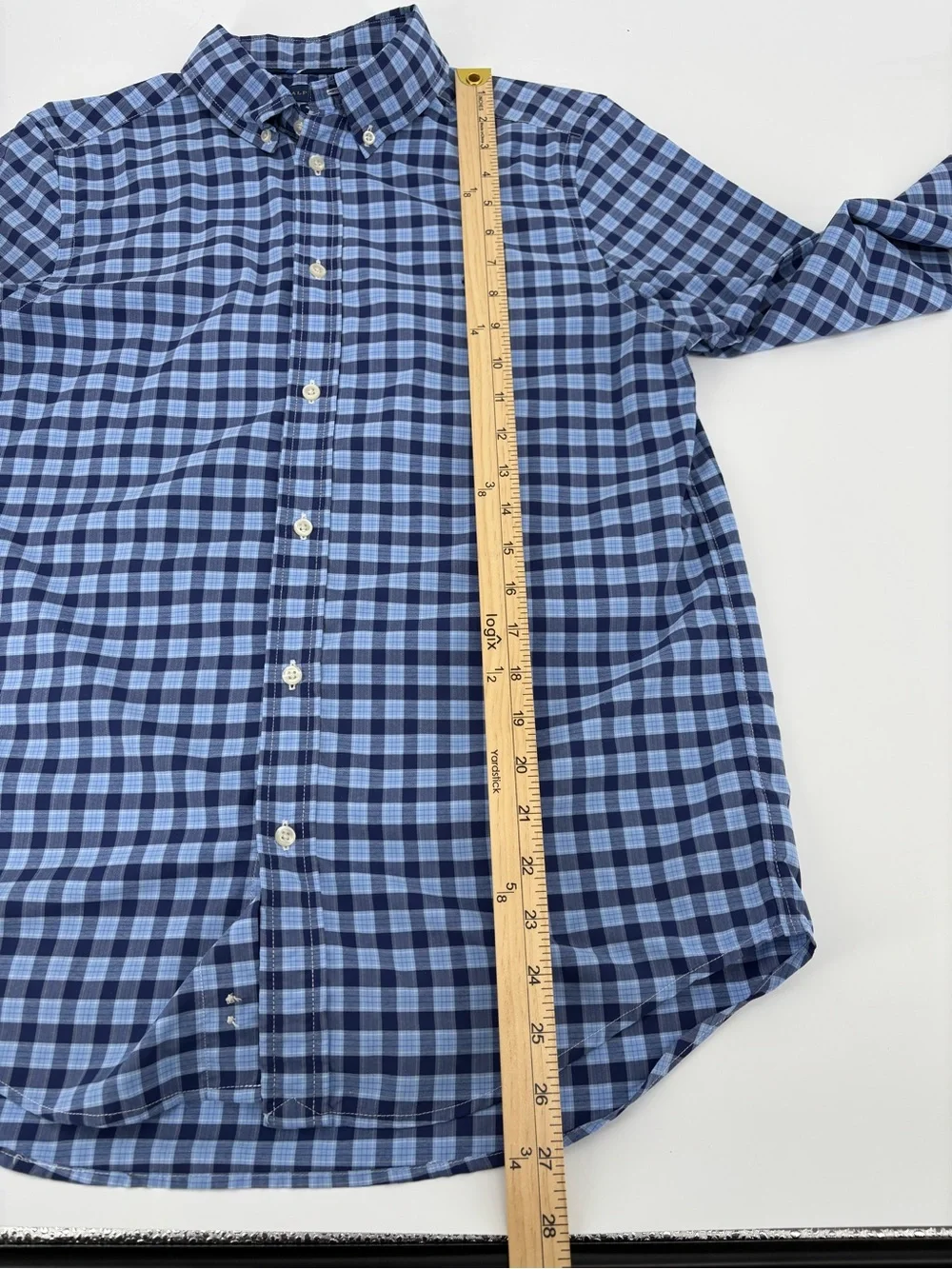 Polo Ralph Lauren Performance Boys XL 18-20 Button Down Shirt Blue Plaid Gingham
